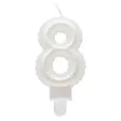 swieczka na tort cyfra 8 wypustki biala perlowa godan 7 cm