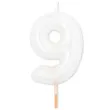 swieczka na tort cyfra 9 bialy perlowy givi 8 cm
