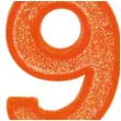 swieczka na tort cyfra 9 brokat pomaranczowa guirca 4 cm