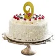 swieczka na tort cyfra 9 brokatowa zlota jix 12 cm