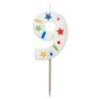 swieczka na tort cyfra 9 konfetti bialy partydeco 10 cm