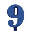 swieczka na tort cyfra 9 niebieska brokatowa givi 9 5 cm
