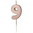 swieczka na tort cyfra 9 rose gold partydeco 9 cm