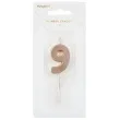 swieczka na tort cyfra 9 rose gold partydeco 9 cm