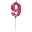 swieczka na tort cyfra 9 rozowa folat 7 cm