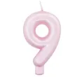 swieczka na tort cyfra 9 rozowy perlowy givi 9 cm