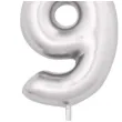 swieczka na tort cyfra 9 srebrny metalik givi 8 cm