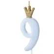 swieczka na tort cyfra 9 w koronie blekitna partydeco 9 5 cm
