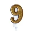 swieczka na tort cyfra 9 zlota brokatowa kraszek 7 cm