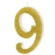 swieczka na tort cyfra 9 zlota partydeco 1 szt