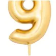 swieczka na tort cyfra 9 zloty metalik givi 8 cm