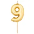 swieczka na tort cyfra 9 zloty metalik givi 8 cm