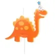 swieczka na tort dinozaur brachiosaurus z czapeczka pomaranczowy partypal 9 cm