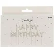 swieczka na tort happy birthday srebrny folat 8 cm