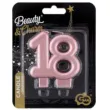 swieczka na tort liczba 18 beauty and charm rozowe zloto godan 8 cm