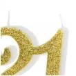 swieczka na tort liczba 21 brokatowa zloty partydeco 8 5 cm