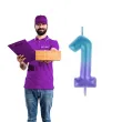 swieczka na tort ombre cyfra 1 fioletowo niebieska arpex 6 cm