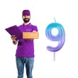 swieczka na tort ombre cyfra 9 fioletowo niebieska arpex 6 cm