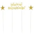 swieczki na tort gwiazdki wszystkiego najlepszego zlote partypal 3 szt