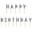 swieczki na tort happy birthday srebrny partydeco 7 cm 13 szt