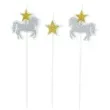 swieczki na tort pikery konie z gwiazdkami srebrno zlote partypal 3 szt