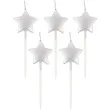 swieczki pikery gwiazdki srebrne metaliczne godan 5 szt