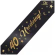szarfa urodzinowa 40 urodziny glamour czarno zlota 160 cm