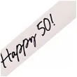 szarfa urodzinowa papierowa dodatek do stroju na 40 urodziny happy 50 kremowa 152 cm