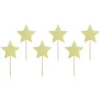 szpilki drewniane gwiazdki zloty partydeco 11 5 cm 6 szt