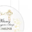 tablica powitalna i zawieszki gold line zlote dekoracje na komunie girlanda 29 cm