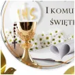 tablica powitalna i zawieszki kielich z biblia zlote dekoracje na komunie girlanda 29 cm