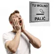 tabliczka informacyjna znak bhp na drzwi tu wolno palic srebrny palarnia 10x10 cm