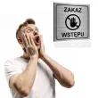 tabliczka informacyjna znak bhp na drzwi zakaz wstepu srebrny do urzedu restauracji 10x10 cm