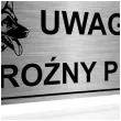 tabliczka informacyjna znak na brame uwaga grozny pies srebrny ostrzezenie 20x10 cm