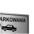 tabliczka informacyjna znak na brame zakaz parkowania wyjazd z garazu srebrny 20x10 cm