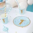 talerzyki papierowe 1 st birthday zlote gwiazdki blekitny partypal 18 cm 6 szt