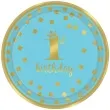 talerzyki papierowe 1st birthday urodziny niebieskie amscan 18 cm 8 szt