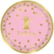 talerzyki papierowe 1st birthday urodziny rozowe amscan 18 cm 8 szt