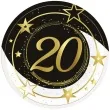 talerzyki papierowe 20 urodziny gwiazdy czarno zloty guirca 23 cm 6 szt