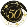 talerzyki papierowe 50 urodziny gwiazdy czarno zloty guirca 23 cm 6 szt