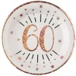 talerzyki papierowe 60 urodziny rozowe zloto bialy santex 22 5 cm 10 szt