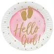 talerzyki papierowe baby shower hello girl rozowe boland 23 cm 10 szt