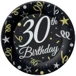 talerzyki papierowe beauty charm 30 te urodziny czarne godan 23 cm 6 szt