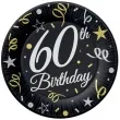 talerzyki papierowe beauty charm 60 urodziny czarny godan 18 cm 6 szt
