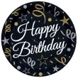 talerzyki papierowe beauty charm happy birthday czarne godan 18 cm 8 szt