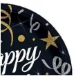 talerzyki papierowe beauty charm happy birthday czarne godan 18 cm 8 szt
