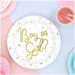 talerzyki papierowe boy or girl gwiazdki i serca bialy partydeco 23 cm 6 szt