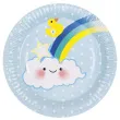 talerzyki papierowe chmurka i tecza kropki blekitny boland 23 cm 6 szt