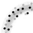 talerzyki papierowe czarno srebrne konfetti biale paw 18 cm 10 szt
