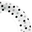 talerzyki papierowe czarno srebrne konfetti biale paw 23 cm 10 szt